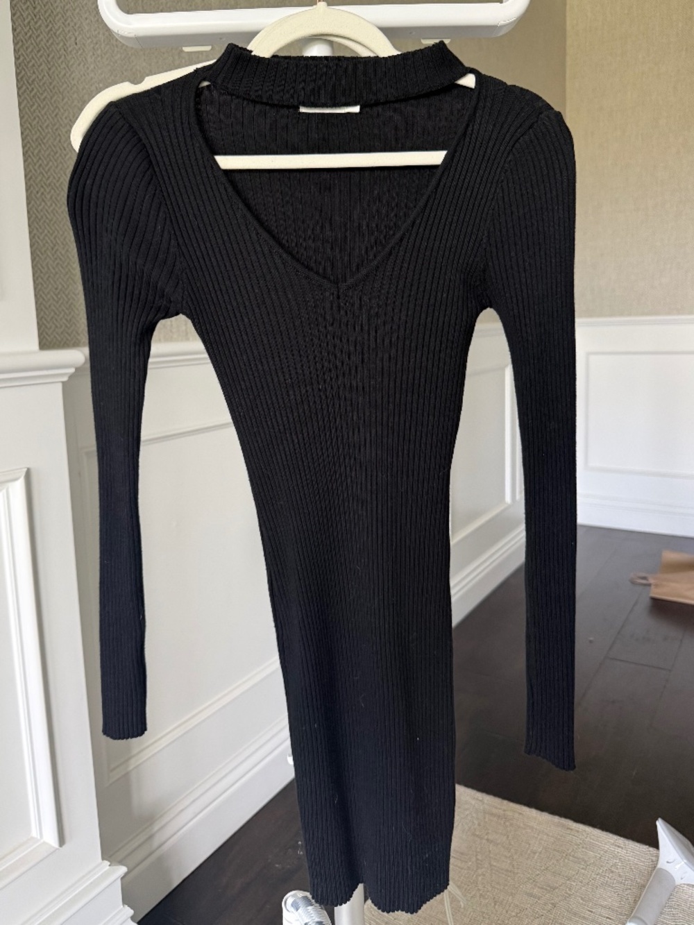 Seek the label Black Ribbed Long Sleeve Dress